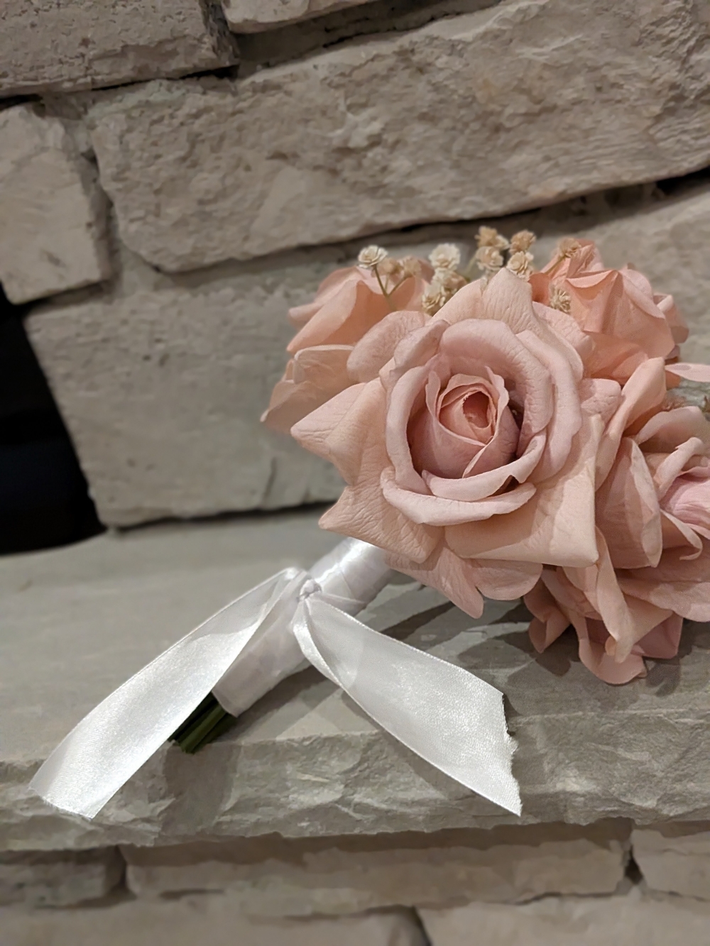Blush Pink Bridal Bouquet with Satin Ribbon